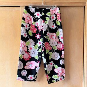 NWT Sz 8P Courtenay Black Floral Print Capri Pants
